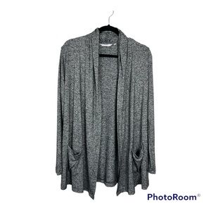 Athleta Pose Wrap Black Marled Open Front Cardigan w/ Pockets Sz S